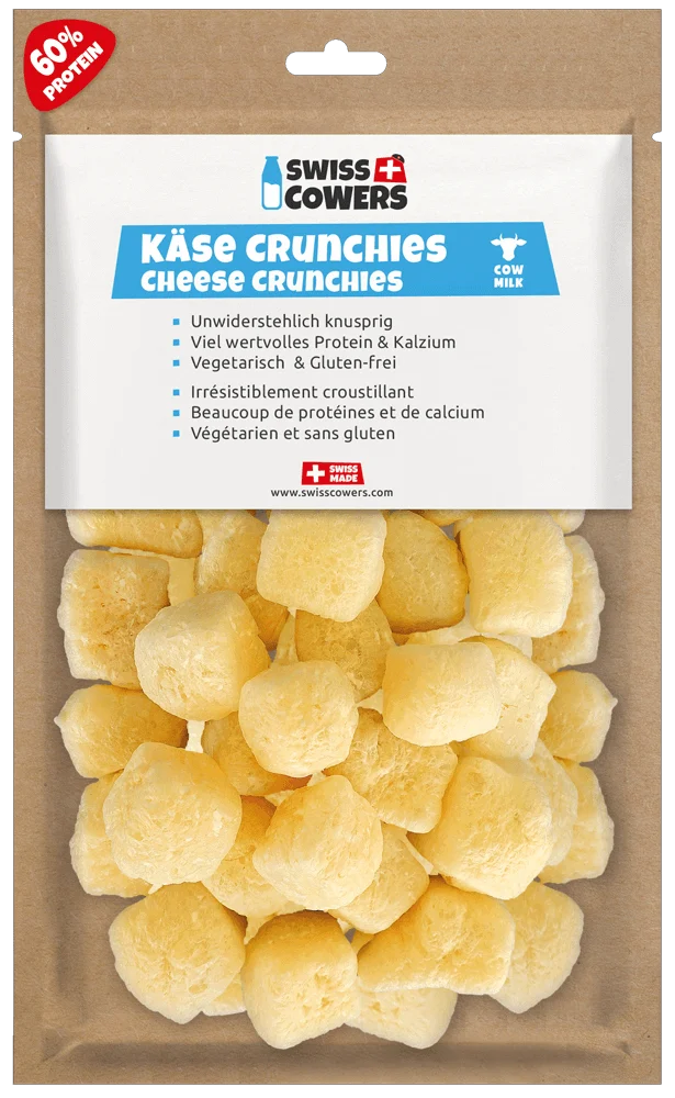 Sýrové pamlsky pro psy, křupavé, 28 odměn – SwissCowers Cheese Crunchies Original - Obrázek 1