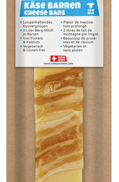 Sýrová tyčinka pro psy s baconem, bez laktózy – SwissCowers Cheese Bars Bacon L