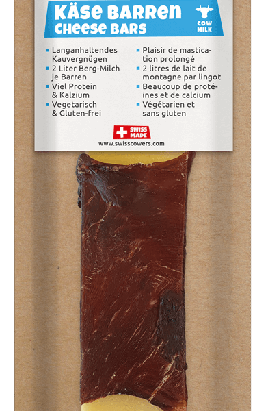 Sýrová tyčinka pro psy s hovězím masem, bez laktózy – SwissCowers Cheese Bars Black Angus L