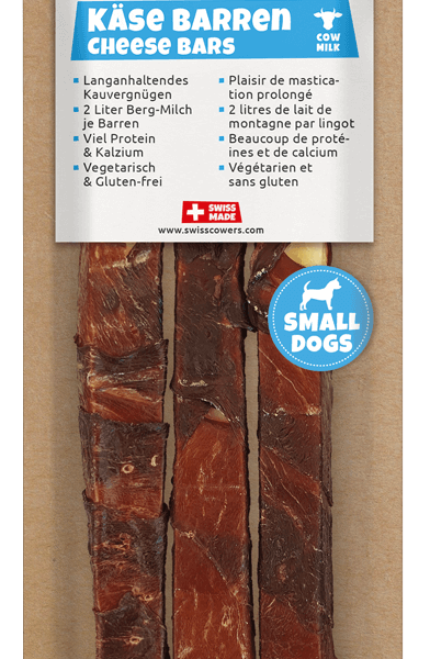 Sýrová tyčinka pro psy s hovězím masem, bez laktózy – SwissCowers Cheese Bars Black Angus S