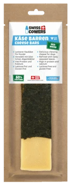 Sýrová tyčinka pro psy s mořskou řasou, bez laktózy – SwissCowers Cheese Bars Seaweed L