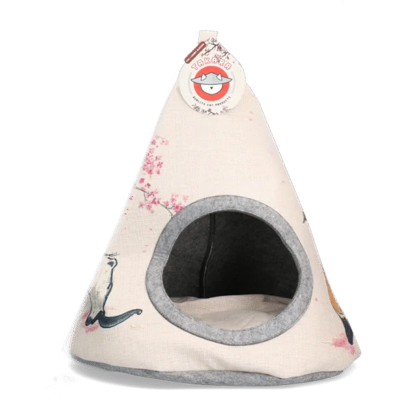 Kočičí teepee s polštářkem, 42 x 56 cm – Takara Tipi Cherry Blossom
