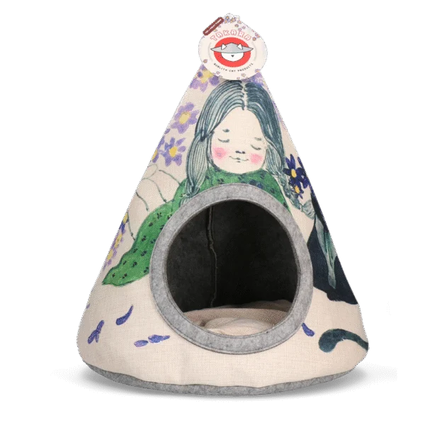 Týpí pro kočky s polštářkem, 42 x 56 cm – Takara Tipi Violet Flower