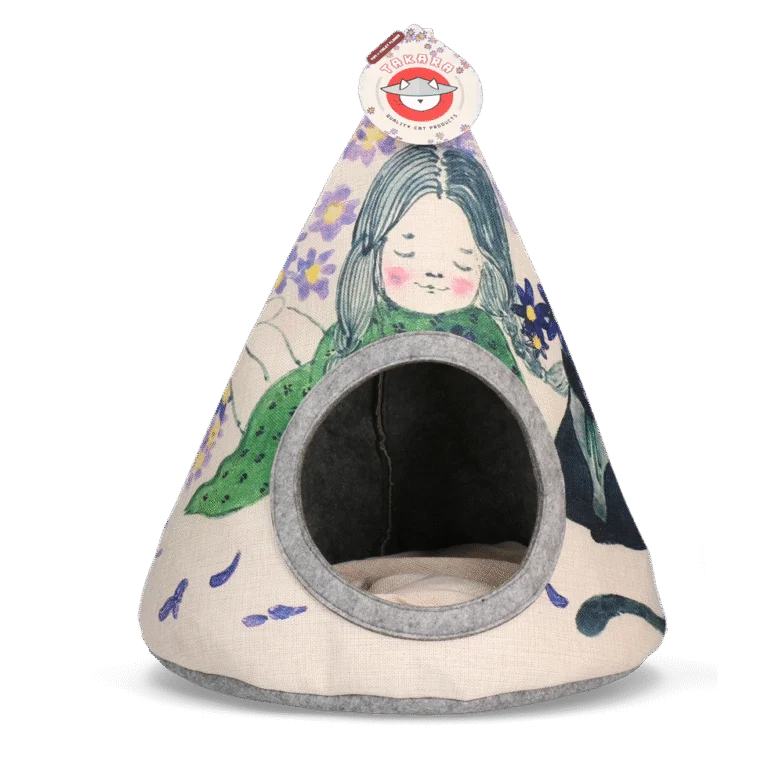 Týpí pro kočky s polštářkem, 42 x 56 cm – Takara Tipi Violet Flower