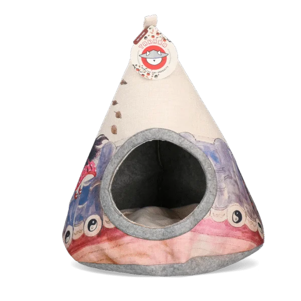 Kočičí teepee s polštářkem, 42 x 56 cm – Takara Tipi Yin Yang