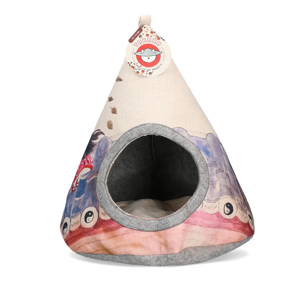 Kočičí teepee s polštářkem, 42 x 56 cm – Takara Tipi Yin Yang - Obrázek 1