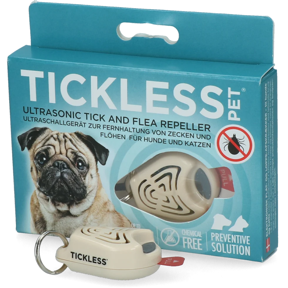 Ultrazvukový odpuzovač klíšťat a blech pro psy a kočky, béžový – Tickless Pet - Obrázek 1