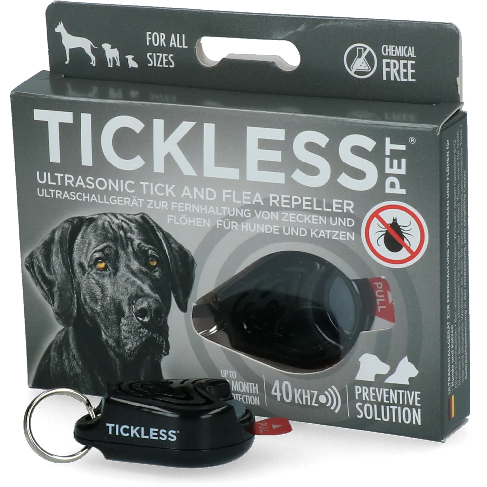 Ultrazvukový odpuzovač klíšťat a blech pro psy a kočky, černý – Tickless Pet - Obrázek 1