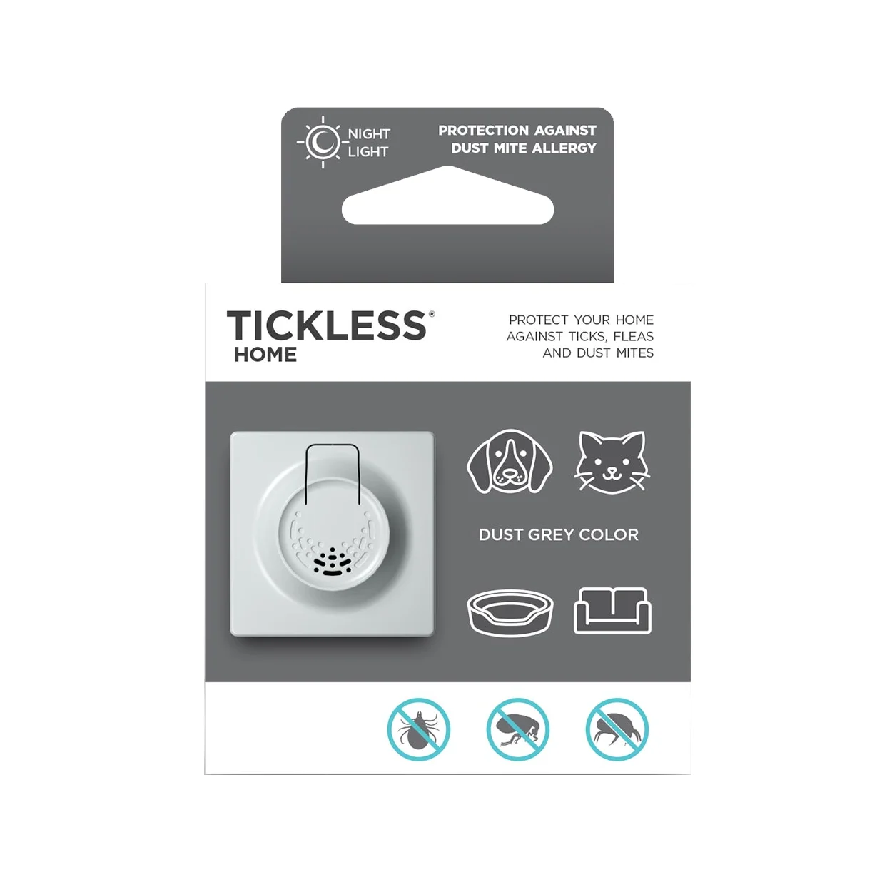 Ultrazvukový odpuzovač klíšťat do domácnosti proti blechám a roztočům, s nočním světlem – Tickless Home - Obrázek 1