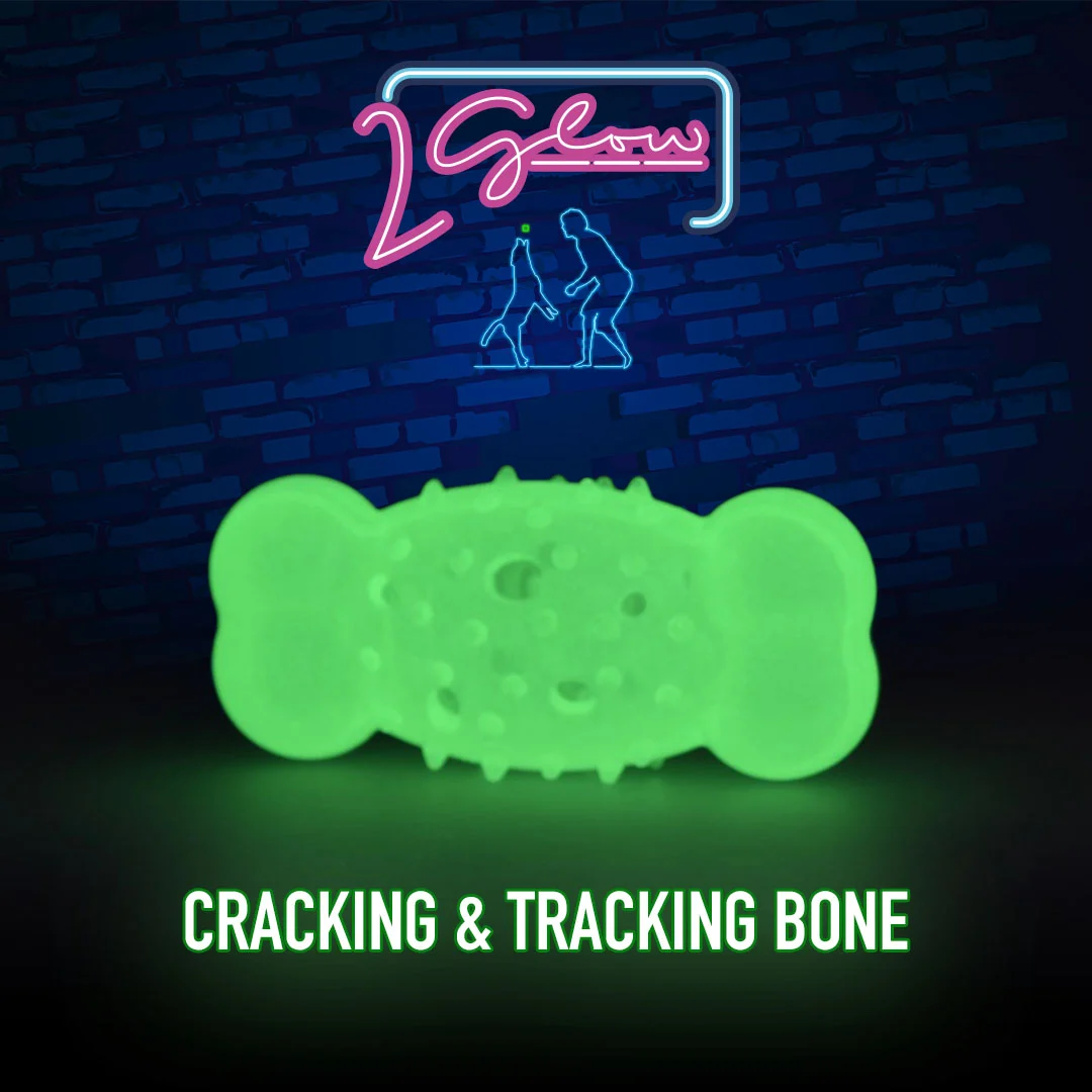 Svítící hračka ve tvaru kosti pro psy – 2 Glow Cracking & Tracking Bone - Obrázek 3