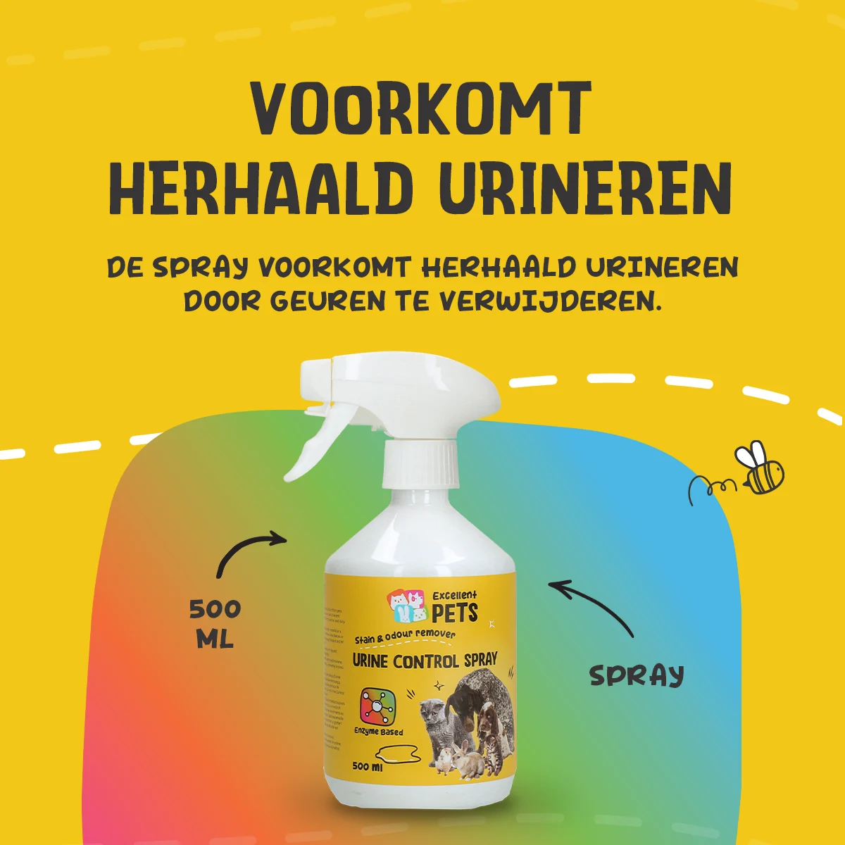 Sprej na močové skvrny a zápach moči 500 ml – Excellent Pets Urine Control Spray - Obrázek 4