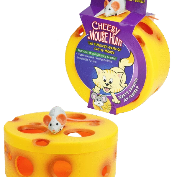 Interaktivní hračka pro kočky s robotickou myší v sýru – VisionSmart Cheesy Mouse Hunt