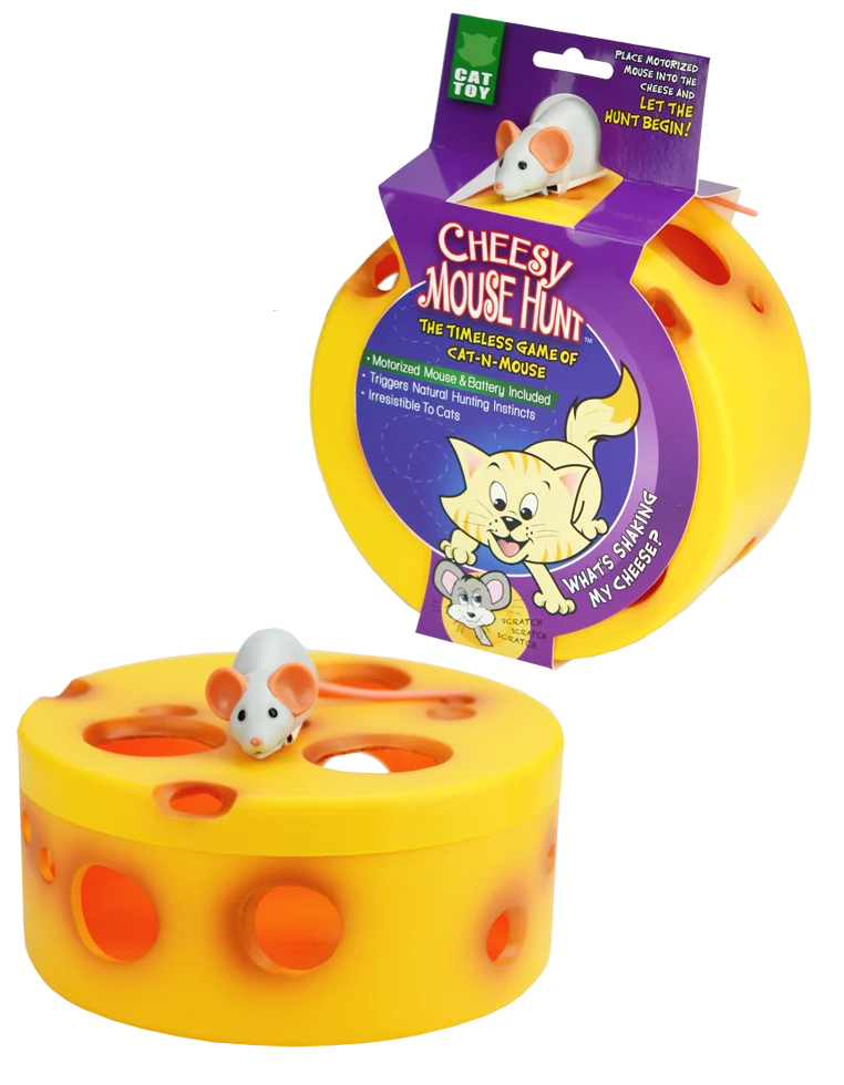 Interaktivní hračka pro kočky s robotickou myší v sýru – VisionSmart Cheesy Mouse Hunt - Obrázek 1