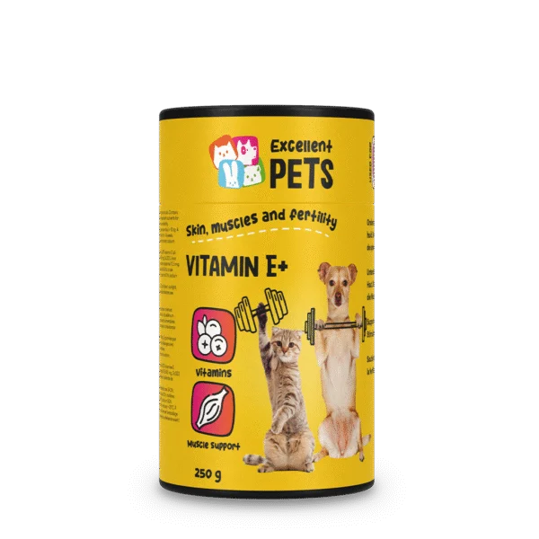 Doplňkový prášek pro psy a kočky s vitaminem E a selenem, 250 g – Excellent Pets Vitamin E+