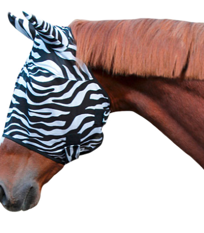 Maska proti mouchám pro koně s ochranou uší, zebra, Cob