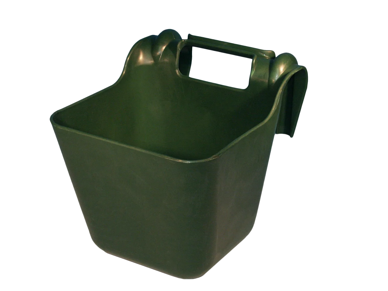 VOERB01E.png Závěsná krmná miska pro koně s rukojetí, 14 l, zelená – Ok-Plast - Obrázek 1