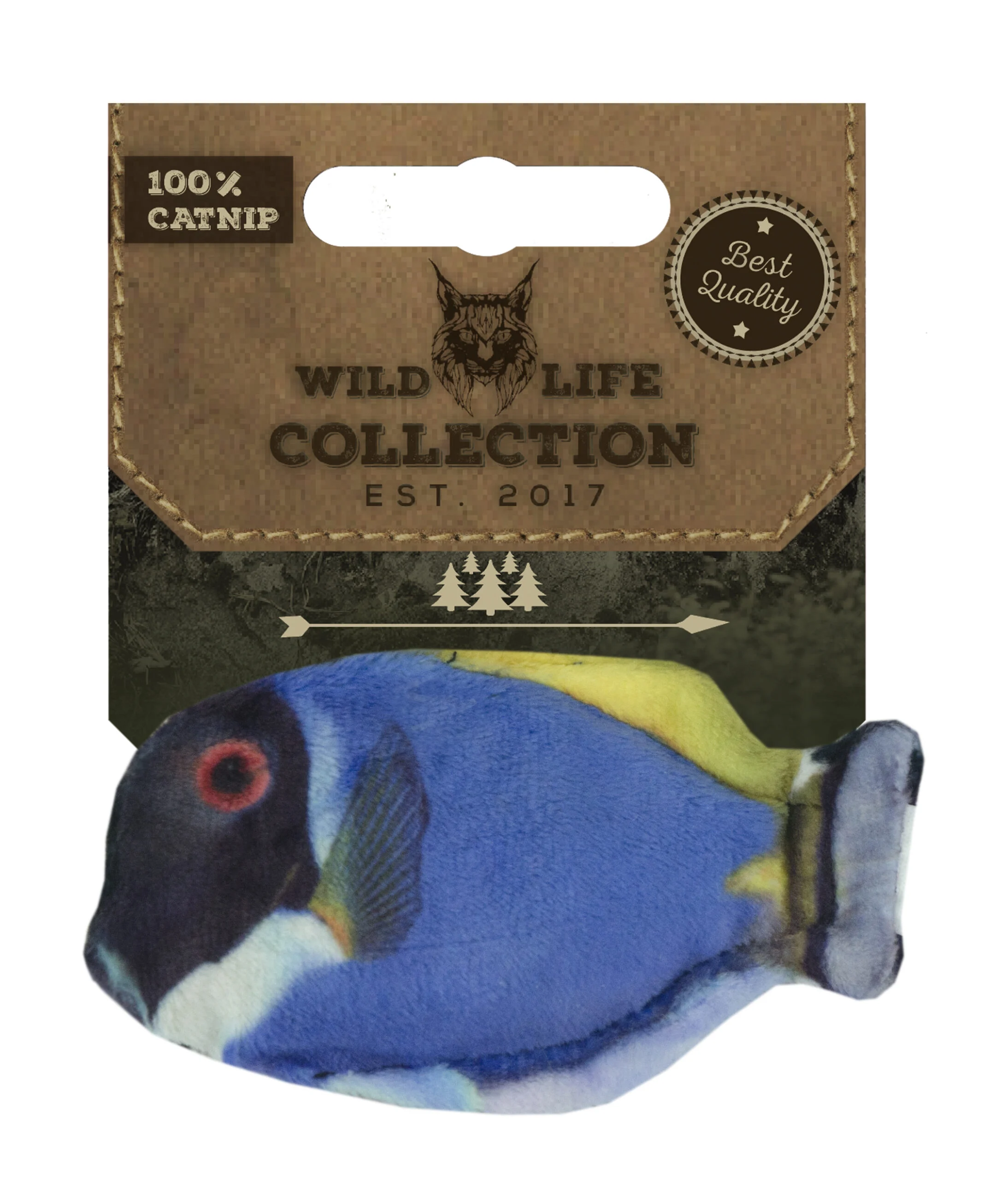 Hračka pro kočky v podobě ryby s šantou kočičí – Wild Life Collection, modrý bodlok - Obrázek 1
