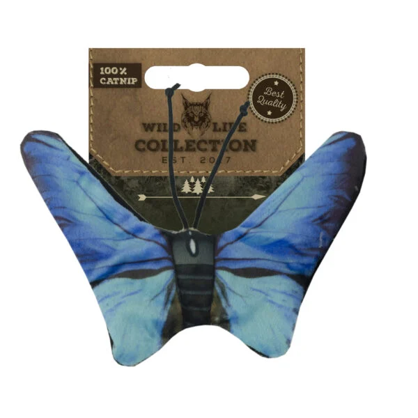 Hračka motýlek pro kočky se šantou kočičí – Wild Life Collection Cat modrý motýl