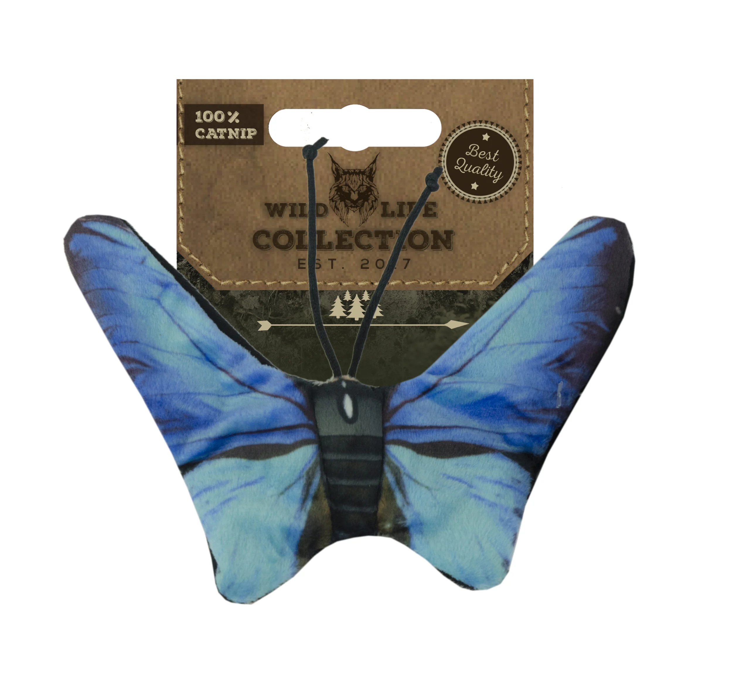 Hračka motýlek pro kočky se šantou kočičí – Wild Life Collection Cat modrý motýl - Obrázek 1