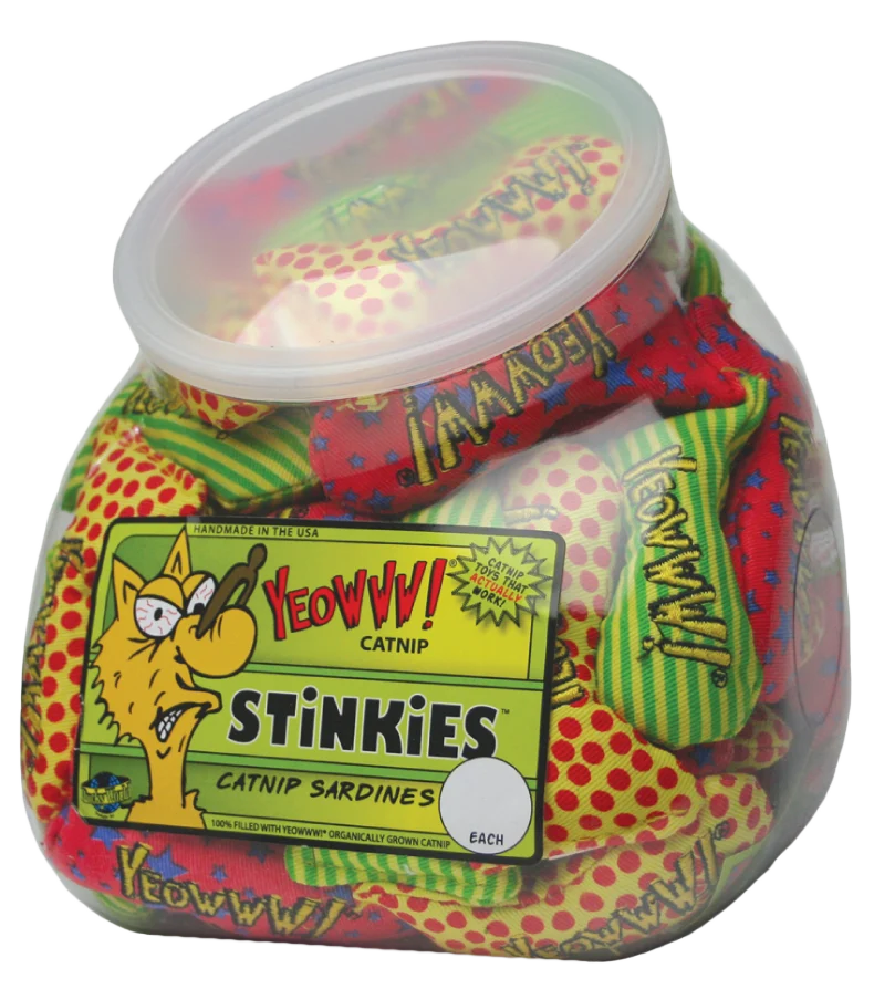 Hračky pro kočky ve tvaru rybiček se šantou kočičí, 51 kusů v akváriu – Yeowww! Fishbowl of Stinkies - Obrázek 1