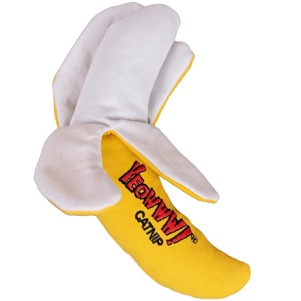 Hračka pro kočky ve tvaru oloupaného banánu, naplněná kočičí šantou, 18 cm – Yeowww! Chicata Banana Peeled - Obrázek 1