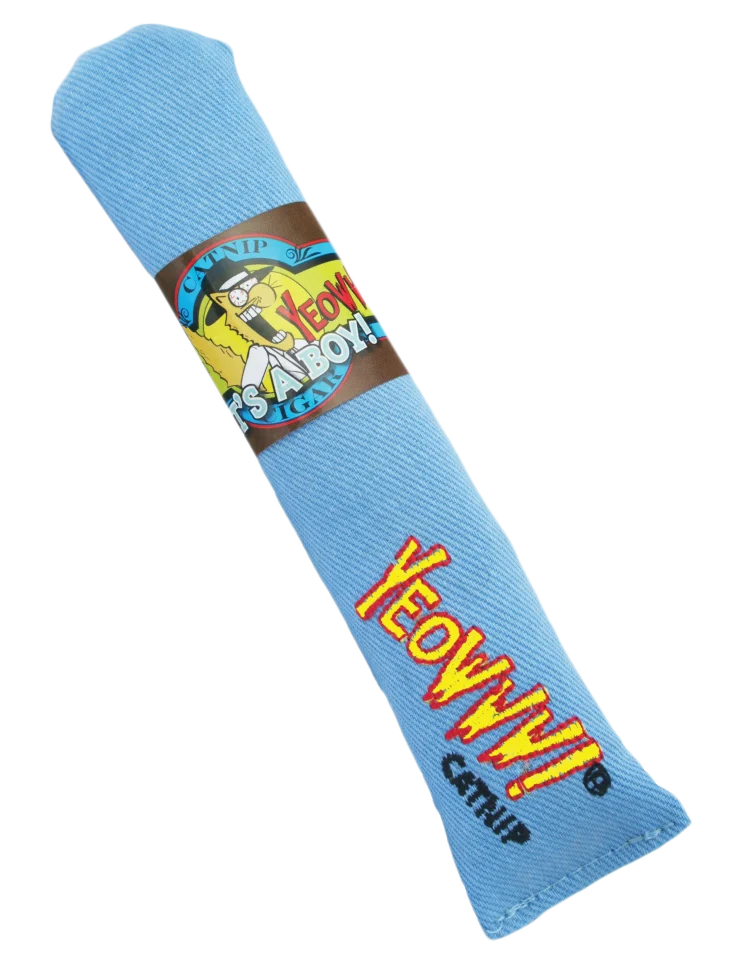 Hračka pro kočky ve tvaru doutníku se šantou kočičí, modrá, 18 cm – Yeowww! Cigar - Obrázek 1