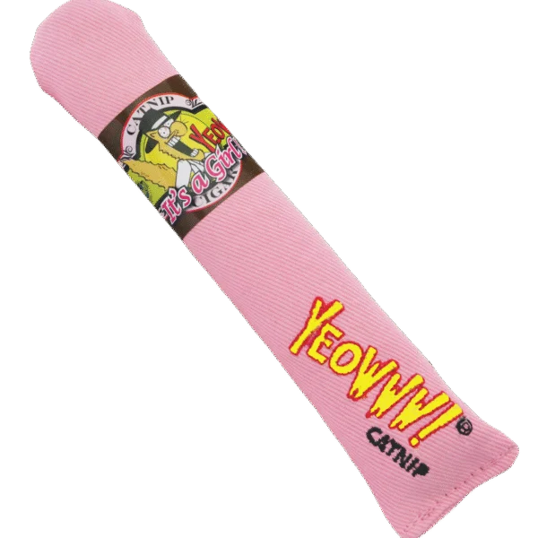 Hrací doutník pro kočky s kočičí mátou, růžový, 18 cm – Yeowww! Cigar