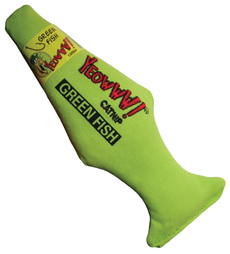 Hračka pro kočky ve tvaru ryby s catnipem, zelená, 18 cm – Yeowww! Green Fish - Obrázek 1