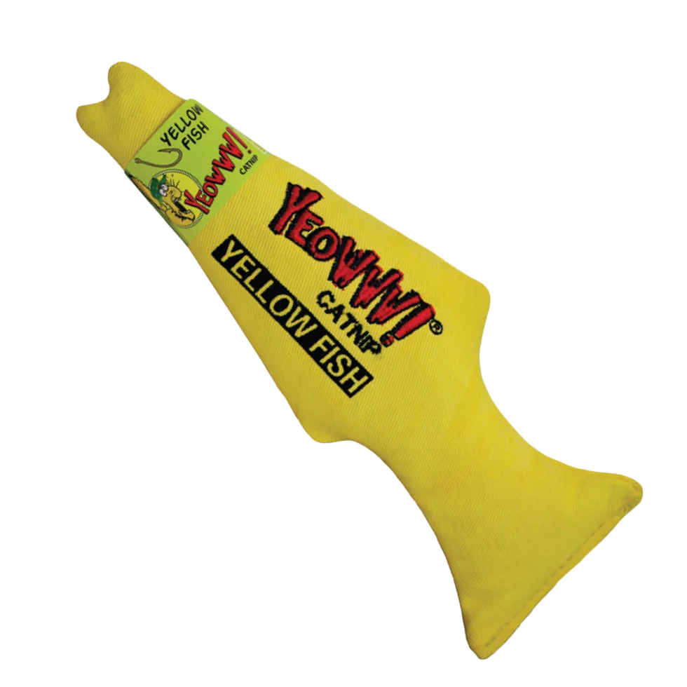 Hračka pro kočky ve tvaru ryby se šantou kočičí, žlutá, 18 cm – Yeowww! Yellow Fish - Obrázek 1