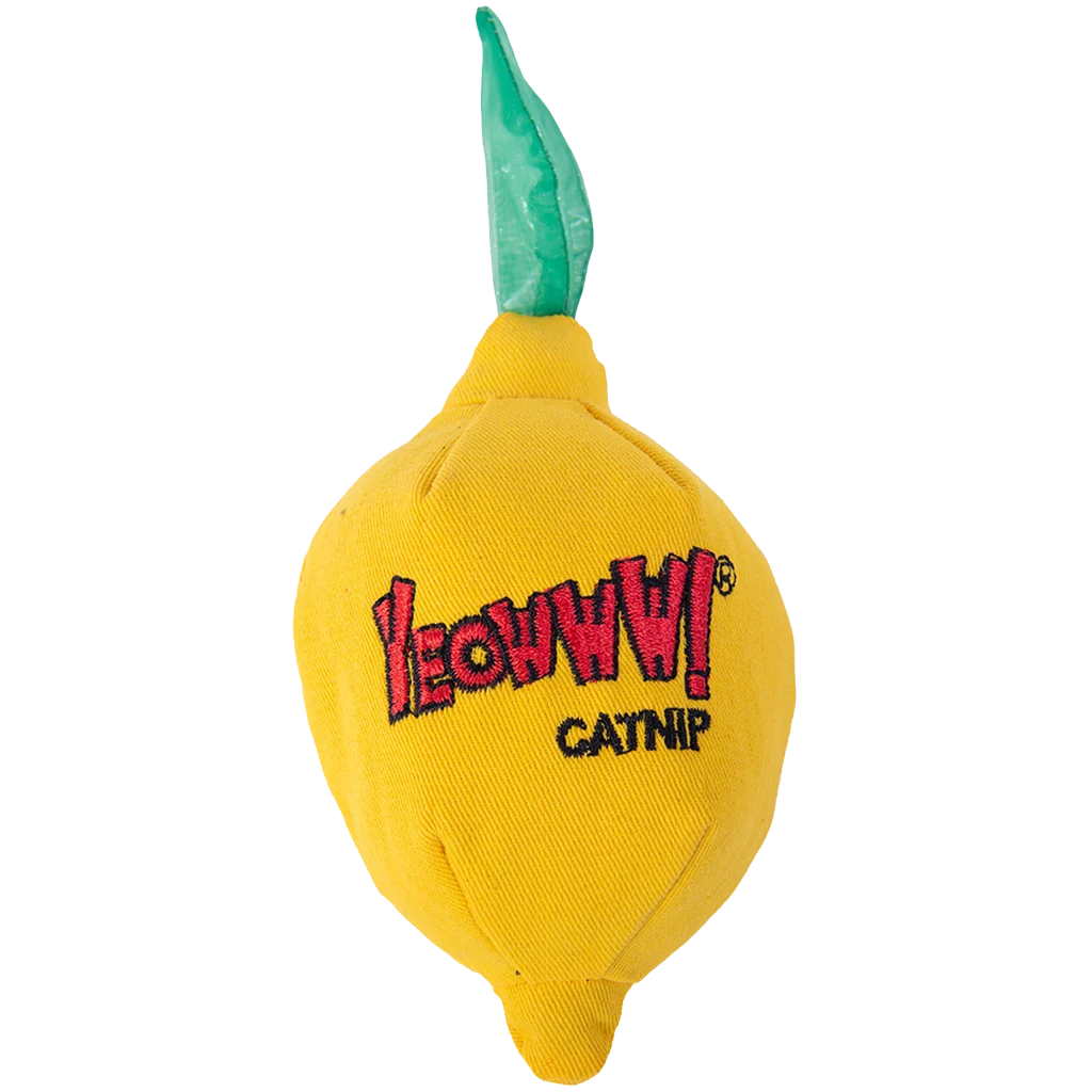 YEOW022.png Hračka pro kočky Citron se šantou kočičí, 7,6 cm – Yeowww! Sour Pusss! Lemon - Obrázek 1