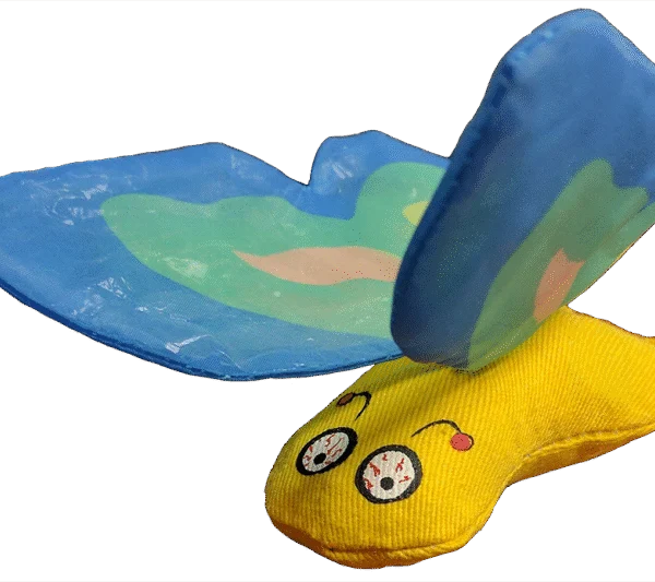 Hračka pro kočky ve tvaru motýlka se šantou kočičí a šustivými křídly, 13 x 6 cm, modrá – Yeowww! Butterfly