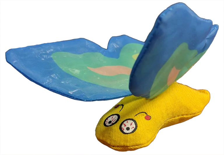 Hračka pro kočky ve tvaru motýlka se šantou kočičí a šustivými křídly, 13 x 6 cm, modrá – Yeowww! Butterfly - Obrázek 1