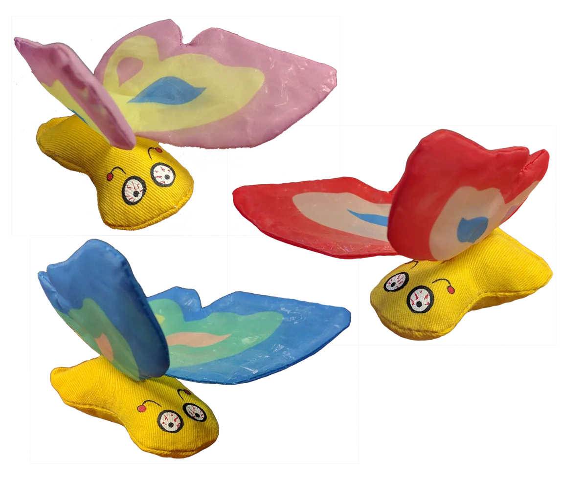Motýlek pro kočky se šantou kočičí a šustícími křídly, 13 x 6 cm, červený – Yeowww! Butterfly - Obrázek 3