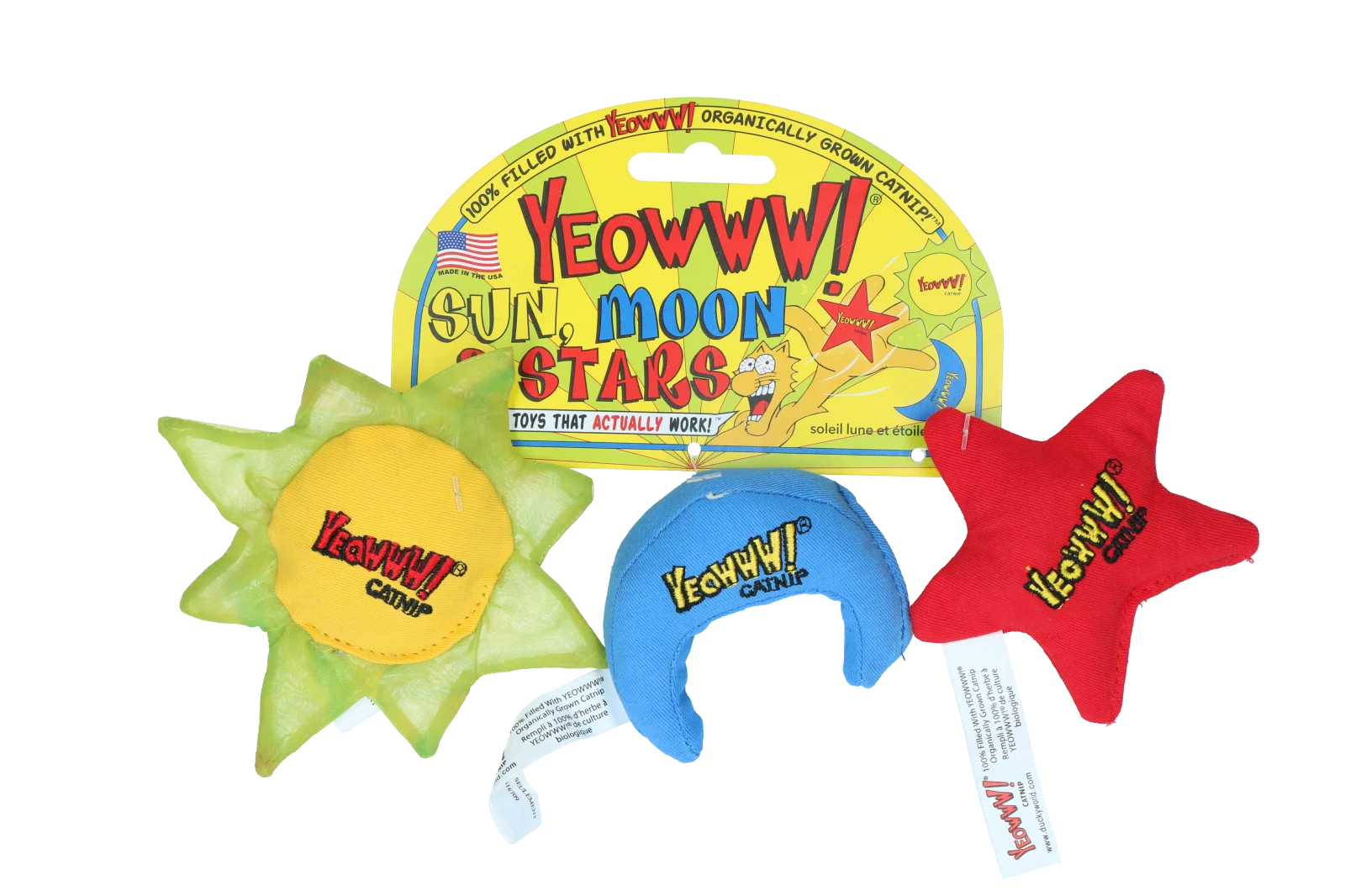 Hračky pro kočky Slunce, Měsíc a hvězdy s catnipem, 3 kusy, cca 8 až 10 cm – Yeowww! Sun Moon and Stars - Obrázek 2