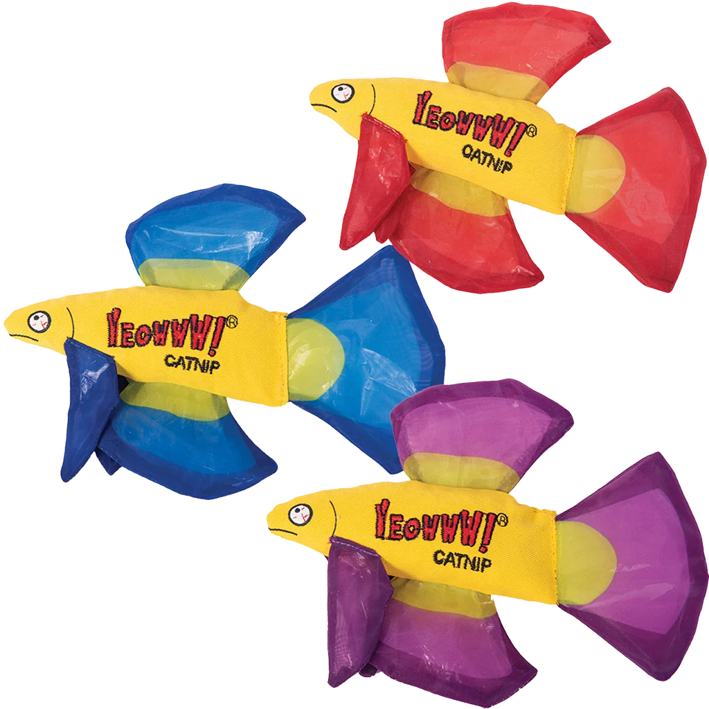 Hračka pro kočky ve tvaru ryby se šantou kočičí a šustivými ploutvemi, fialová, 17 x 12 cm – Yeowww! Mo Betta Fish - Obrázek 2