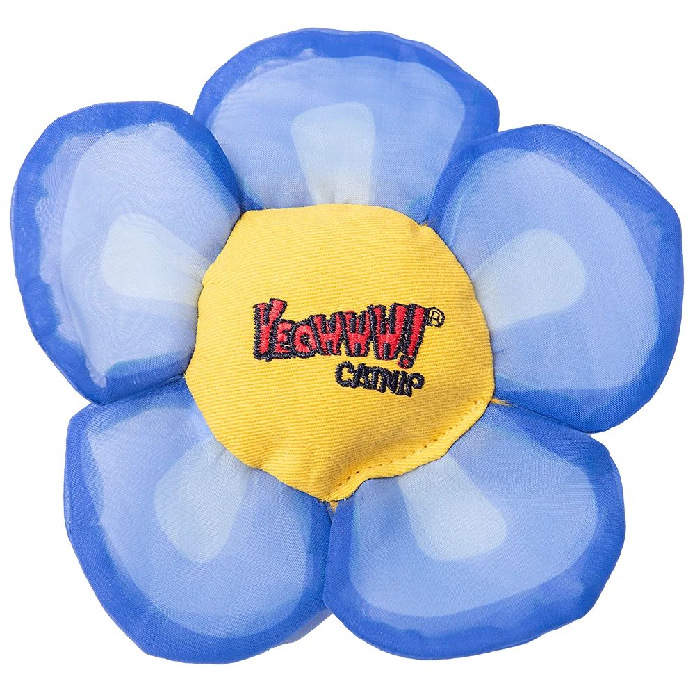 Hračka ve tvaru květiny pro kočky s kočičí šantou a šustivými lístky, modrá – Yeowww! Daisy's Flower Tops - Obrázek 1