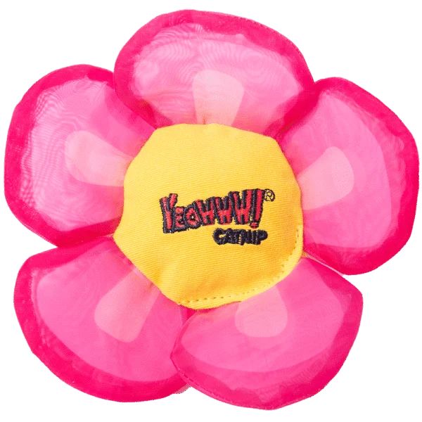 Hračka ve tvaru květiny pro kočky s kočičí šantou a šustivými lístky, růžová – Yeowww! Daisy's Flower Tops