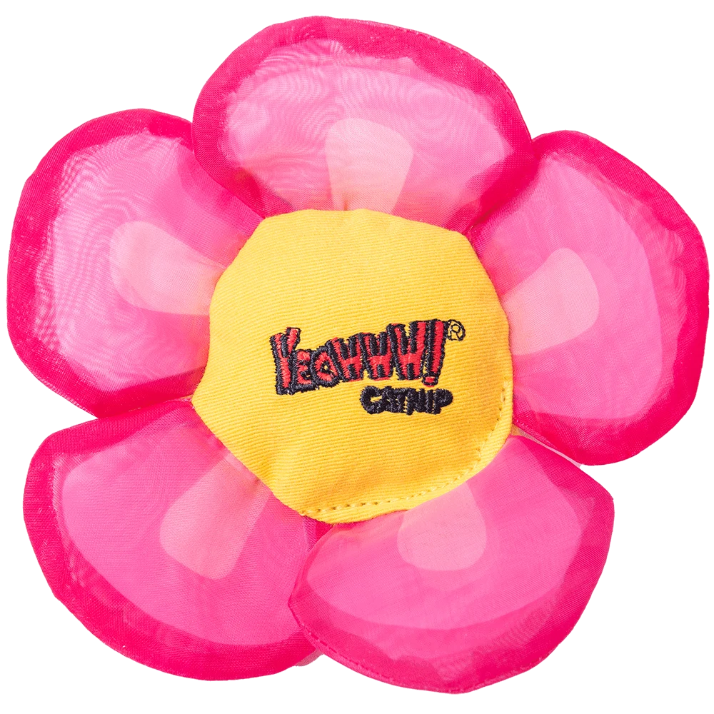 Hračka ve tvaru květiny pro kočky s kočičí šantou a šustivými lístky, růžová – Yeowww! Daisy's Flower Tops - Obrázek 1