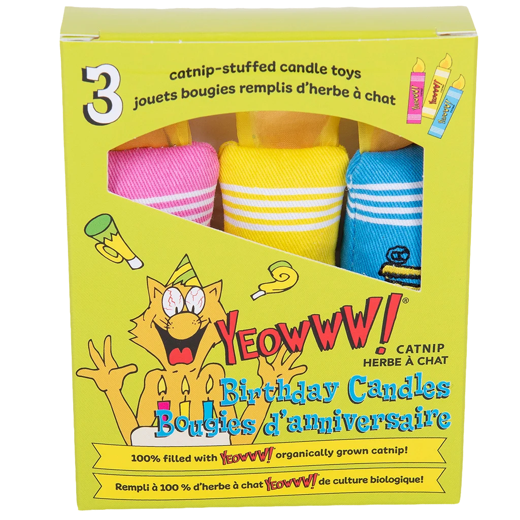 Kočičí hračky narozeninové svíčky s šantou kočičí, 3 ks – Yeowww! Birthday Candles - Obrázek 2