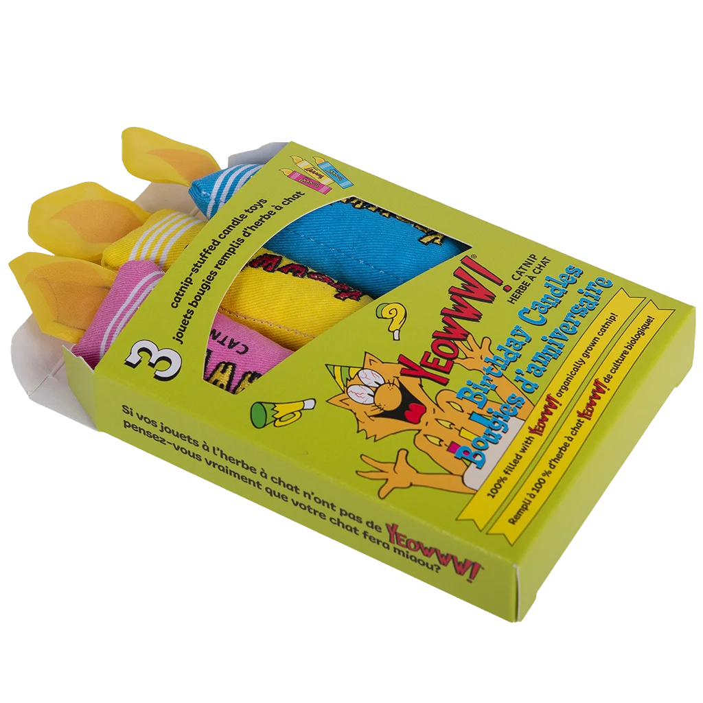 Kočičí hračky narozeninové svíčky s šantou kočičí, 3 ks – Yeowww! Birthday Candles - Obrázek 3