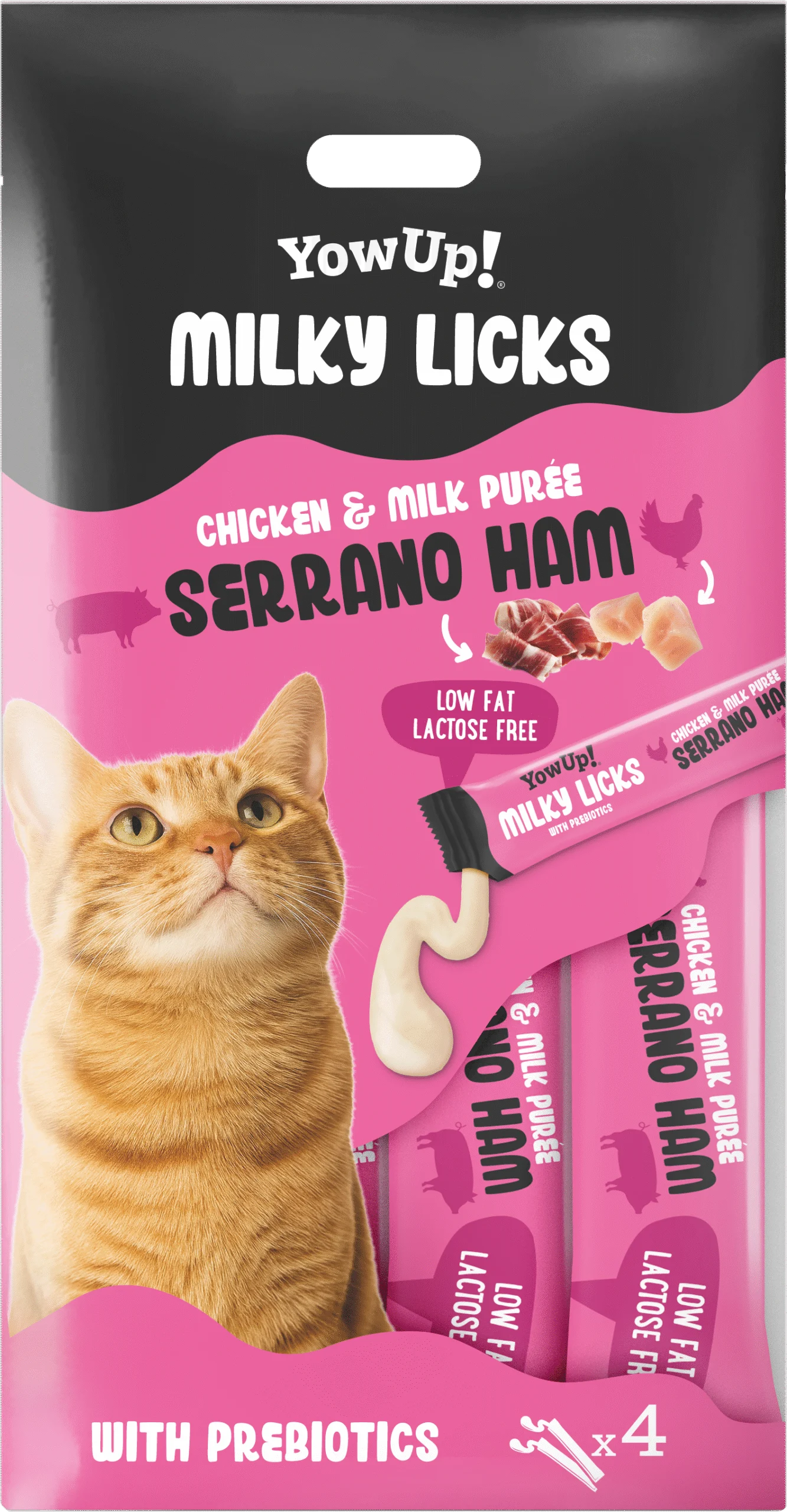 Lízací pamlsek pro kočky s příchutí serrano šunky – YowUp! Milky Licks - Obrázek 1