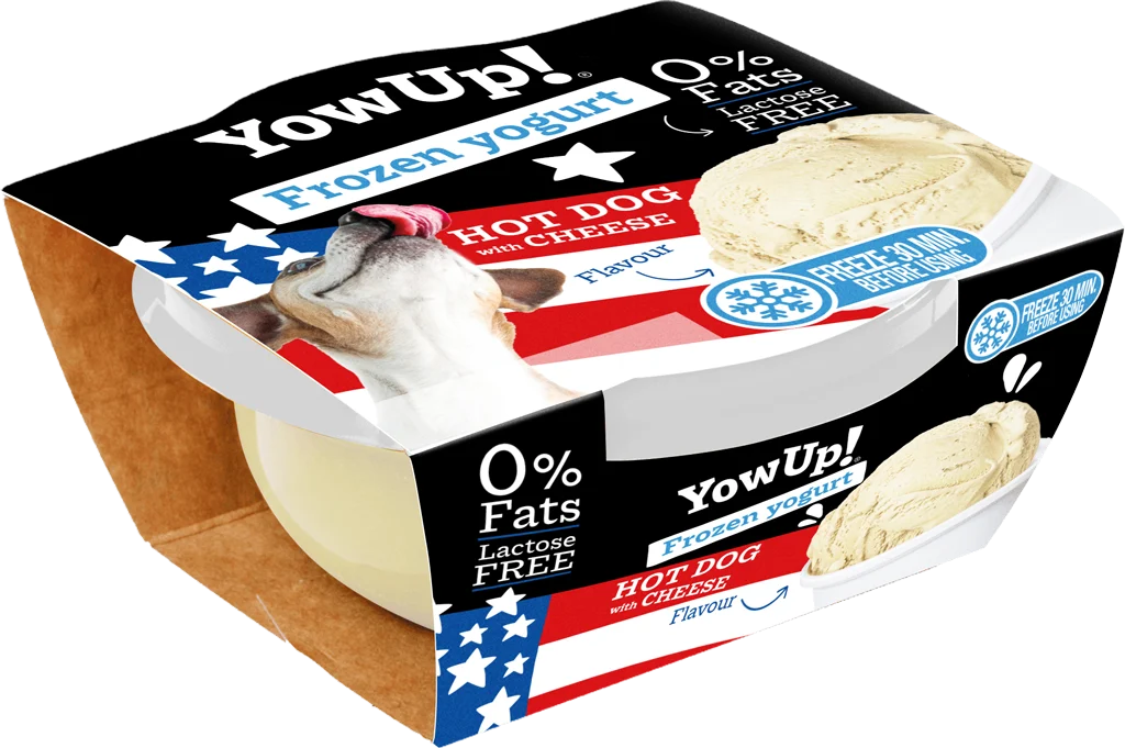 Mražený jogurtový pamlsek pro psy a kočky, hot dog se sýrem, 110 g – YowUp! Frozen Yoghurt Hot dog met Kaas - Obrázek 2