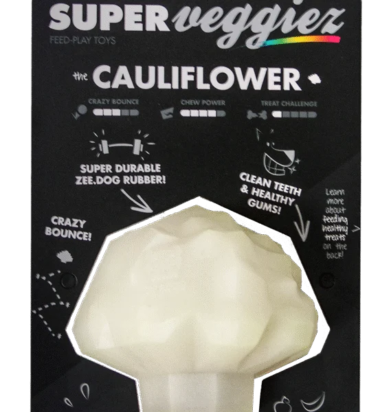 Plovoucí hračka pro psy z TPR s otvorem na pamlsky – Zee.dog Super Veggiez The Cauliflower