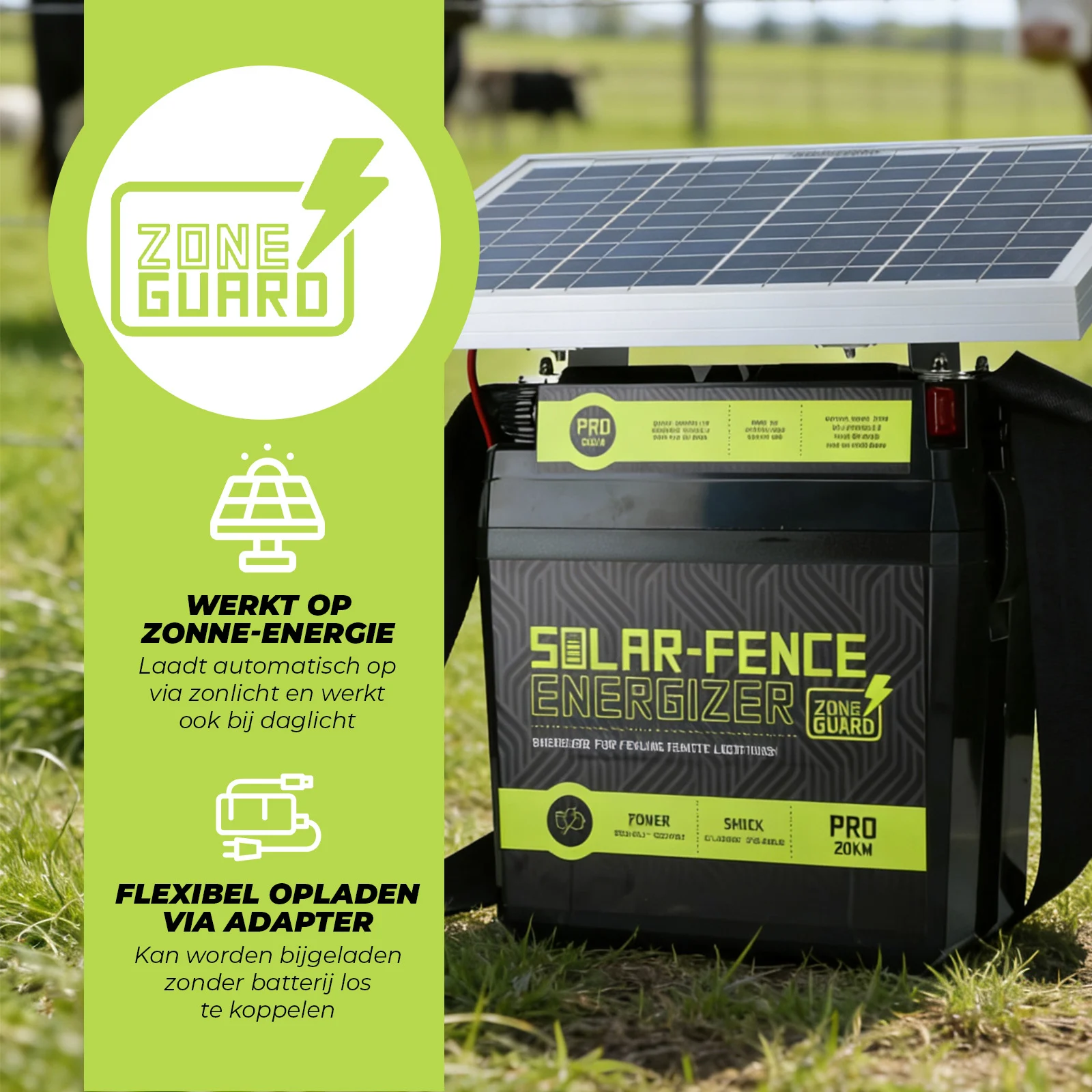 Solární zdroj pro elektrický ohradník – ZoneGuard Solar-Fence Energizer Pro 20 km - Obrázek 2