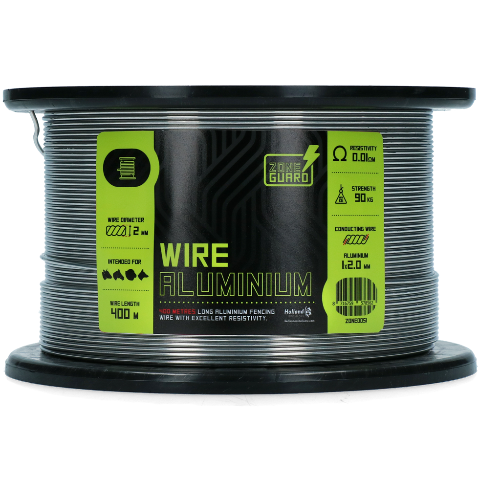 Schrikdraad van Aluminium 2 mm, 400 m – ZoneGuard Basic Hliníkový elektrický ohradníkový drát 2 mm, 400 m – ZoneGuard Basic