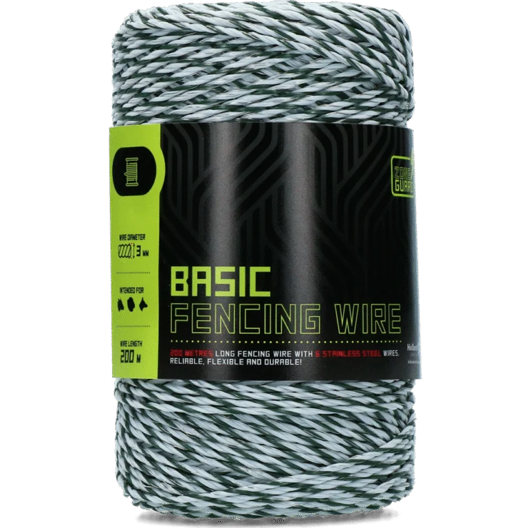 Ohradníkový vodič 3 mm, bílá s tmavě zelenou, 200 m – ZoneGuard Basic