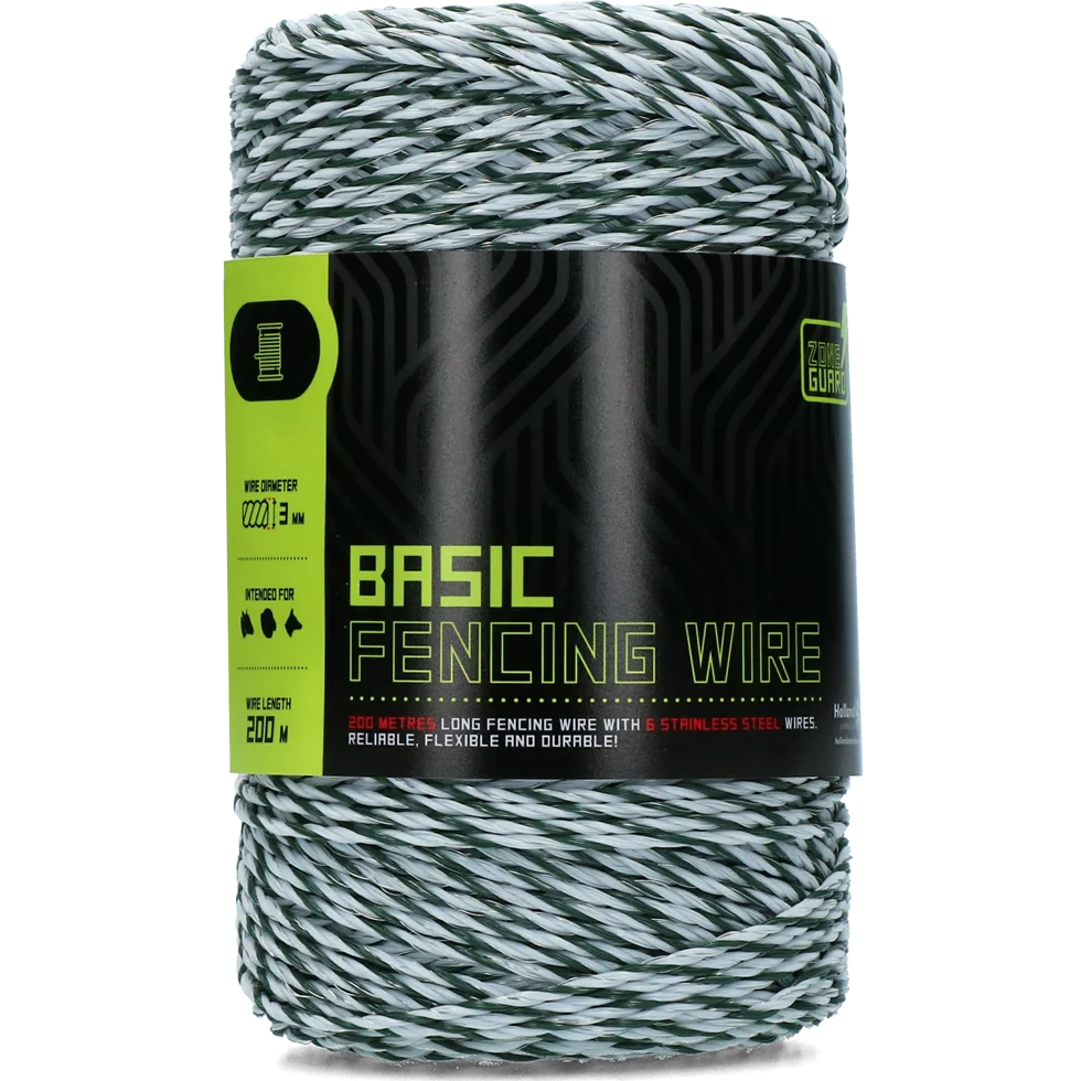 Ohradníkový vodič 3 mm, bílá s tmavě zelenou, 200 m – ZoneGuard Basic - Obrázek 1