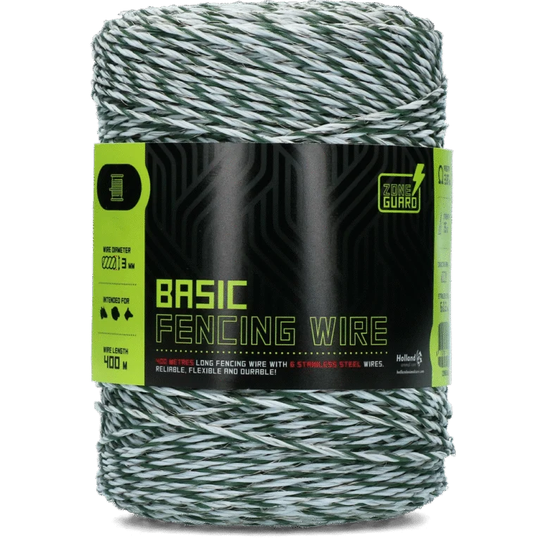 Ohradníkový vodič 3 mm, bílá s tmavě zelenou, 400 m – ZoneGuard Basic