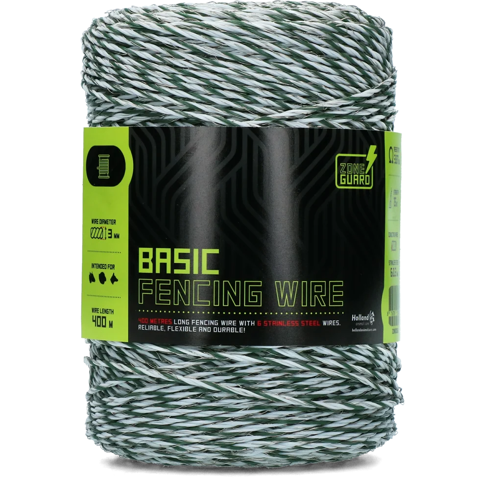 Ohradníkový vodič 3 mm, bílá s tmavě zelenou, 400 m – ZoneGuard Basic - Obrázek 1