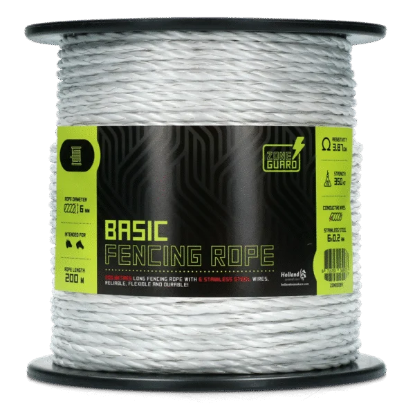 Ohradníkové lanko 6 mm bílé se 6 nerezovými dráty, 200 m – ZoneGuard Basic